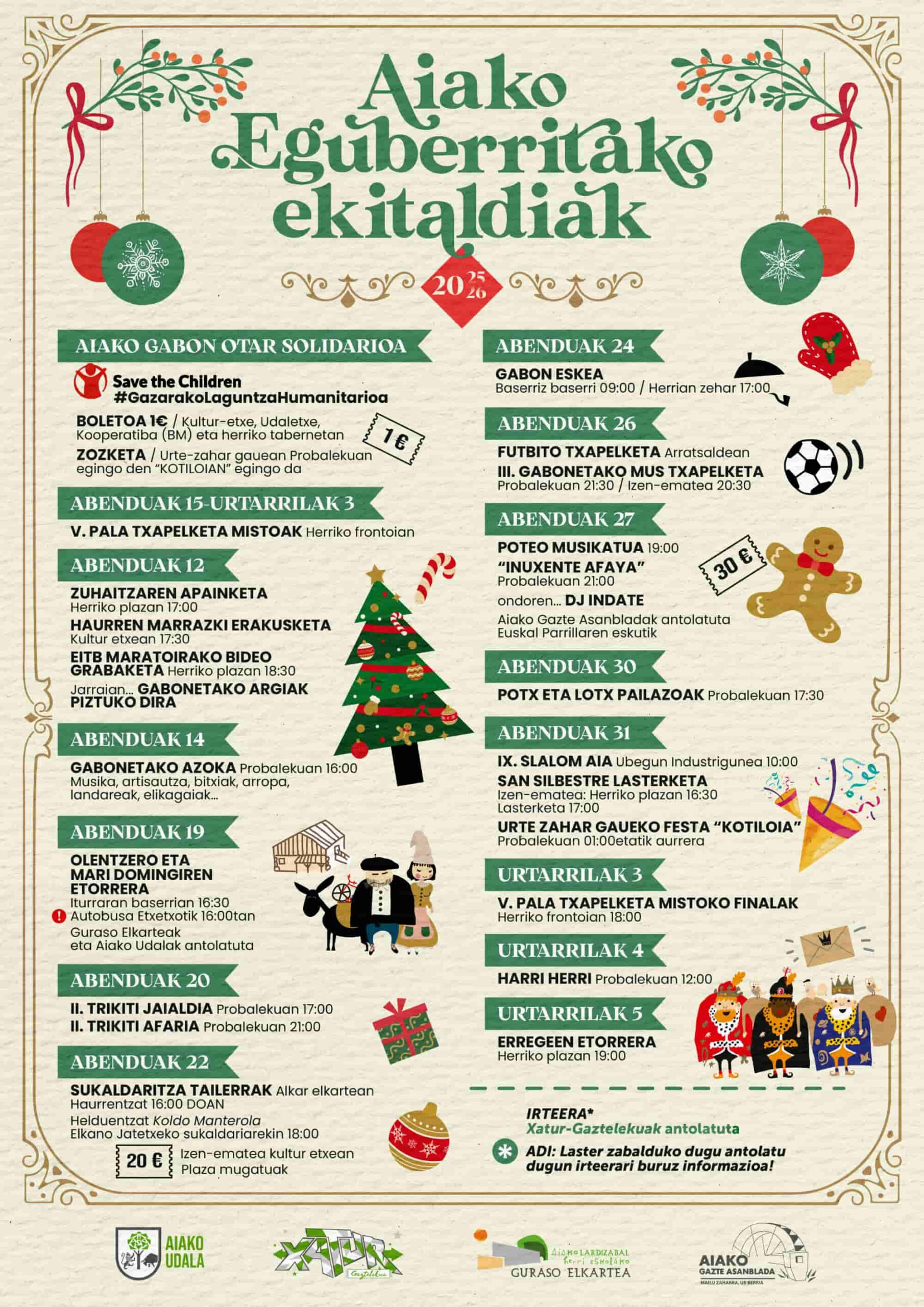 Gabonetako egitaraua 2025 Aia